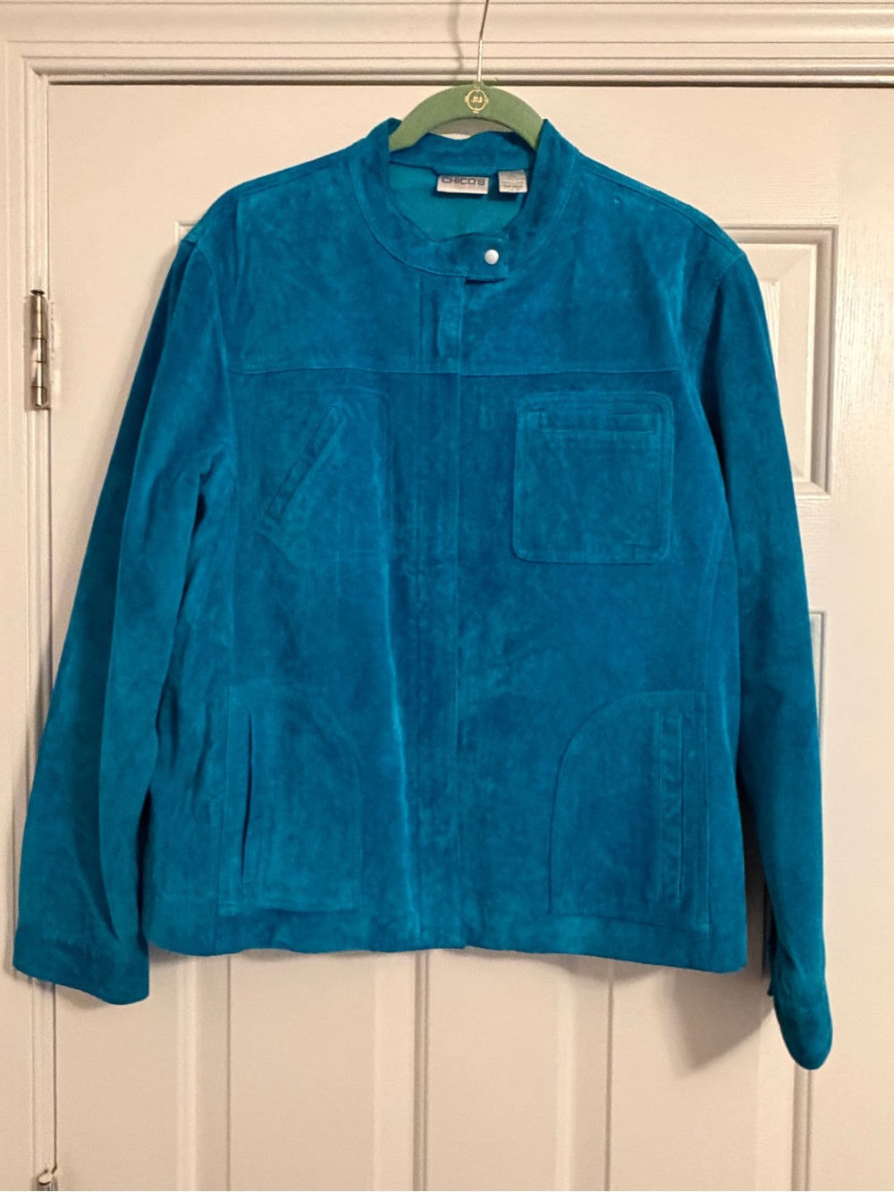 Chico’s Dark Turquoise Suede Jacket - Casual Bomber Style